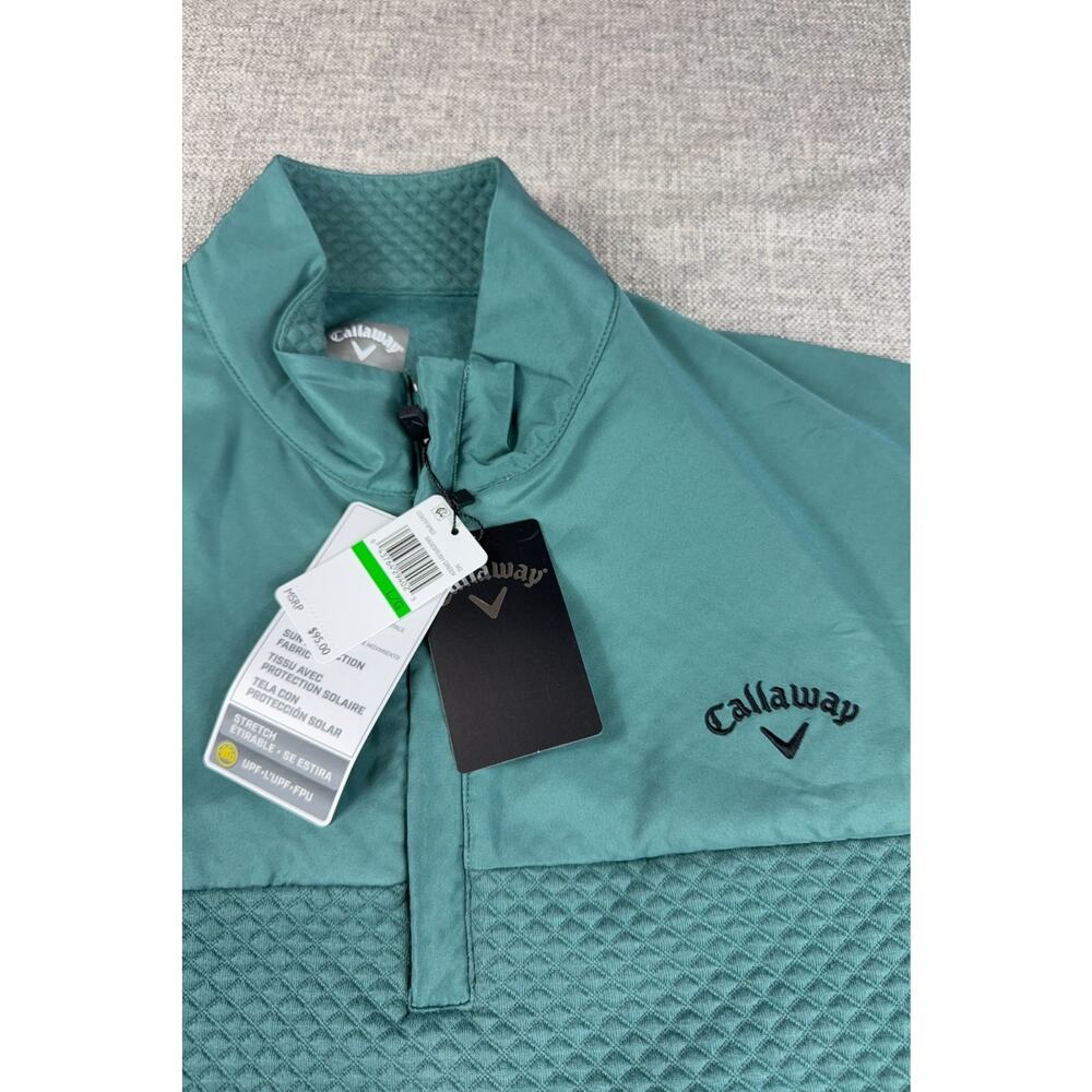 Callaway Golf Pullover Men L Green Textured 1/4 Zip Stretch UPF NWT $90 - Picture 3 of 5